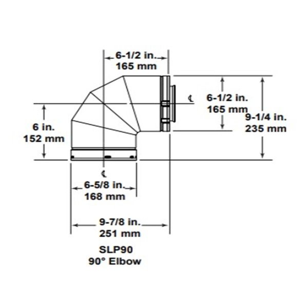 Slp SLP SLP90 90 deg Elbow Venting Component for Gas Fireplaces SLP90